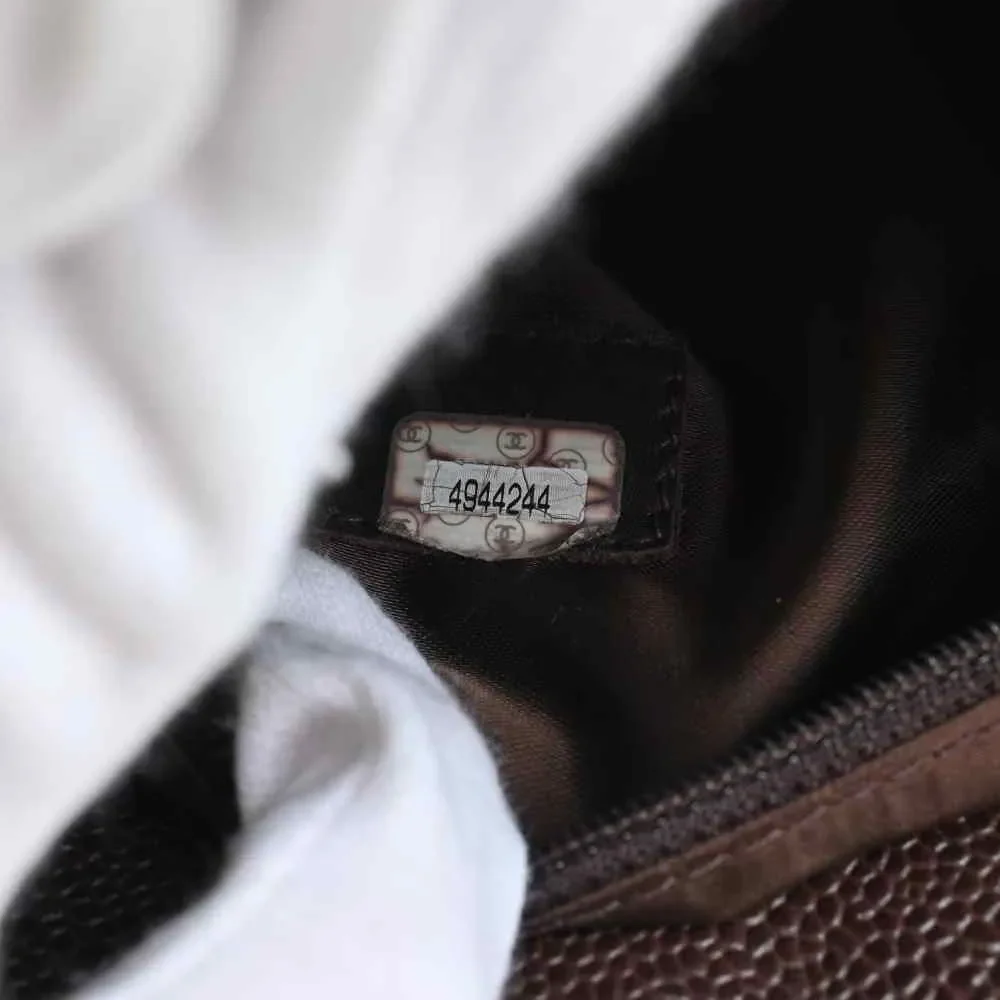 Chanel Caviar Skin Here Mark Chain Shoulder Bag Brown